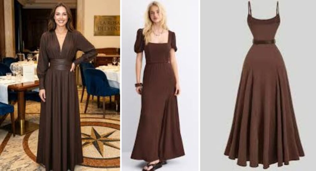 Party Wear Brown Outfit Captions
