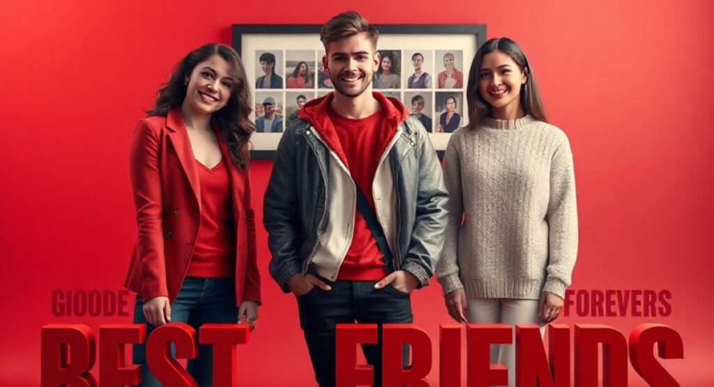 Stylish Red Captions for Friends' Photos