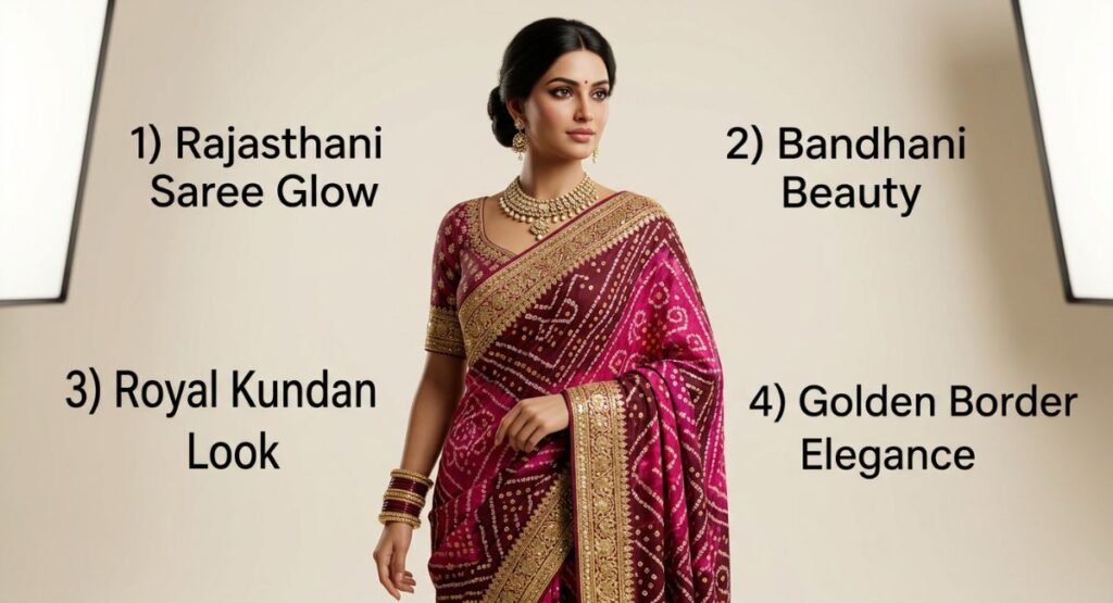 Captions for Rajasthani Saree Look