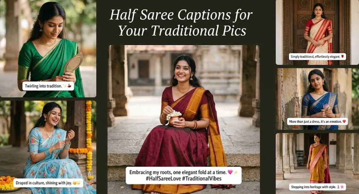 Half Saree Captions for Your Traditional Pics